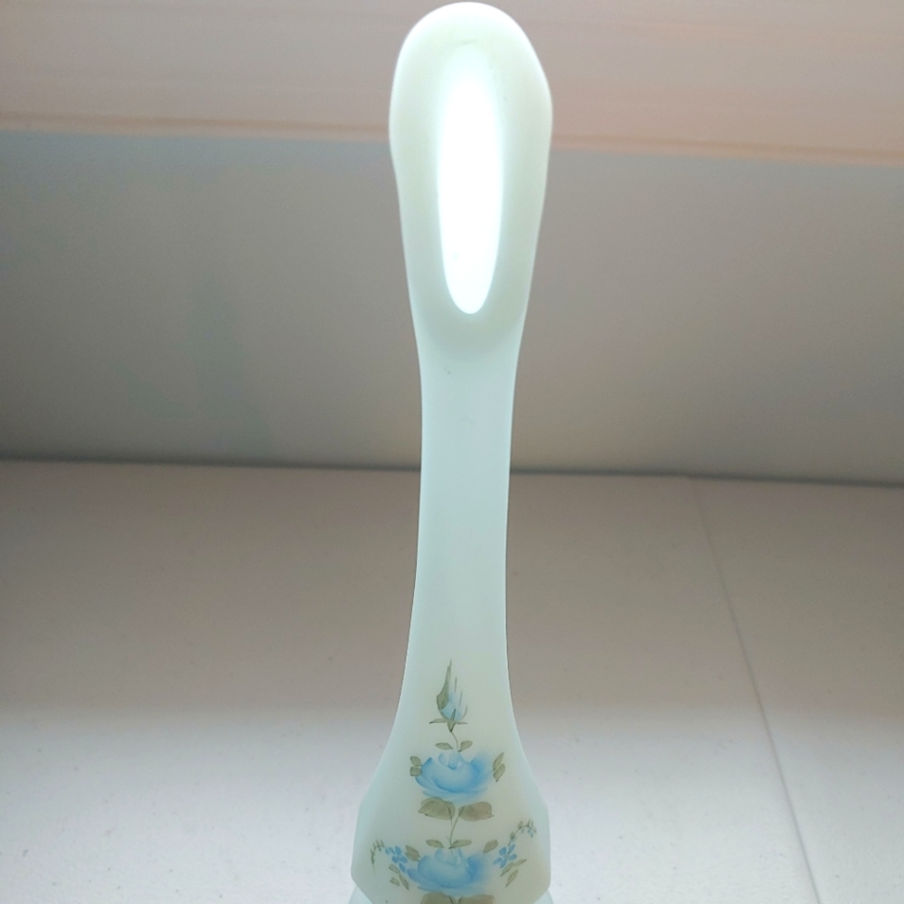 Fenton Cream and Blue Art Glass Vase